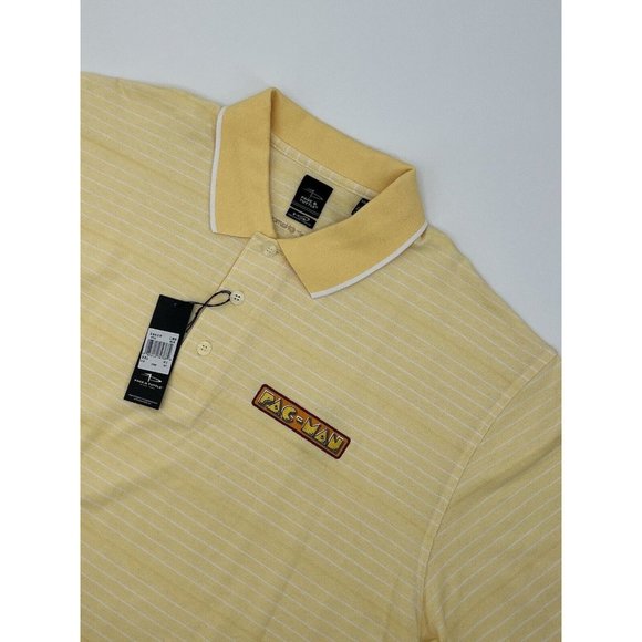 Pac-Man Video Game Men’s Polo Shirt Yellow Striped Size XXL‎ Page & Tuttle New